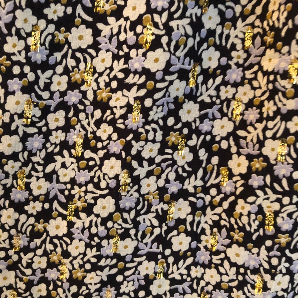 J.Crew silk flowered blouse, navy, white and gold - Picture 3 of 4